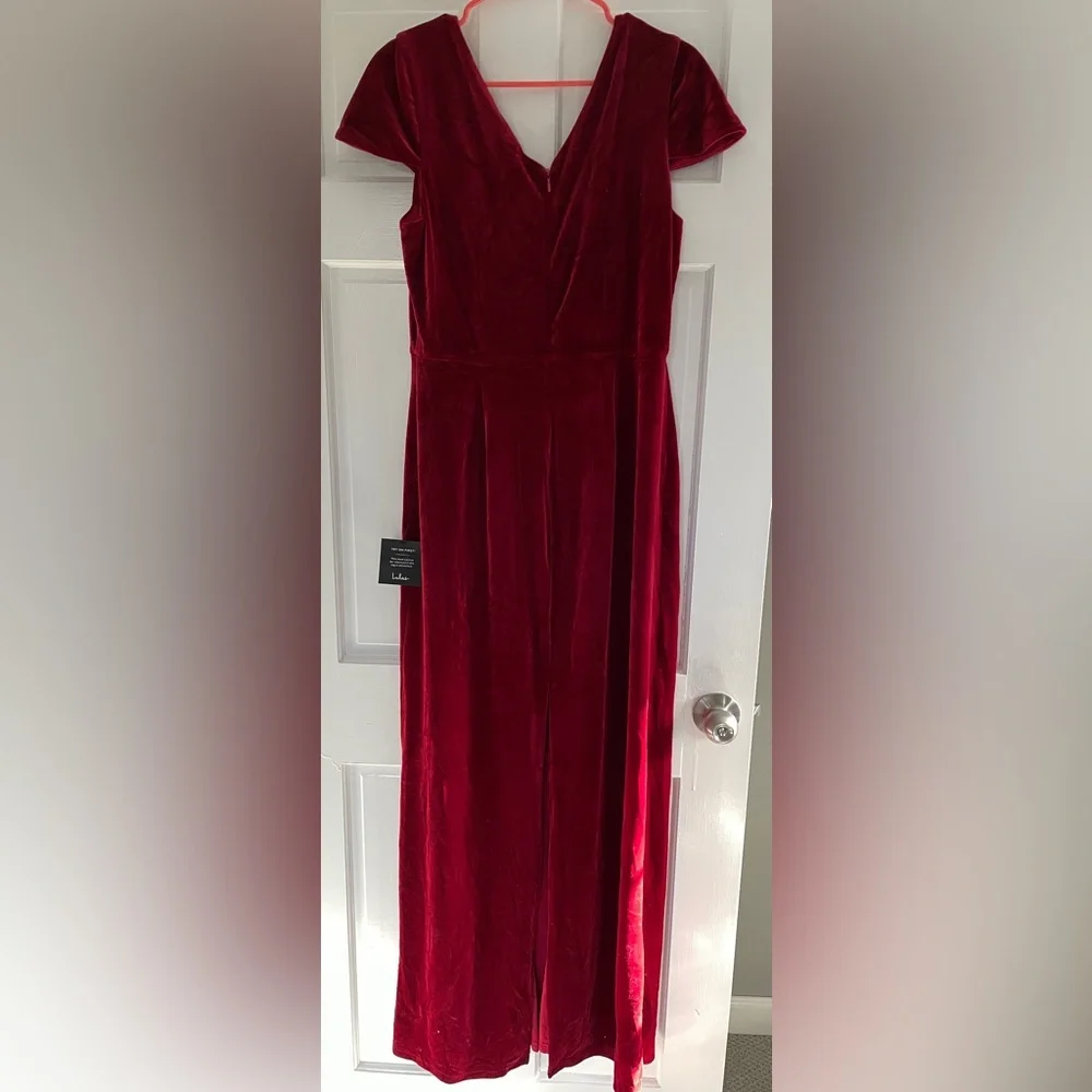NWT Lulus Feeling Flawless Wine Red Velvet V-Neck Maxi Dress - Picture 4 of 7